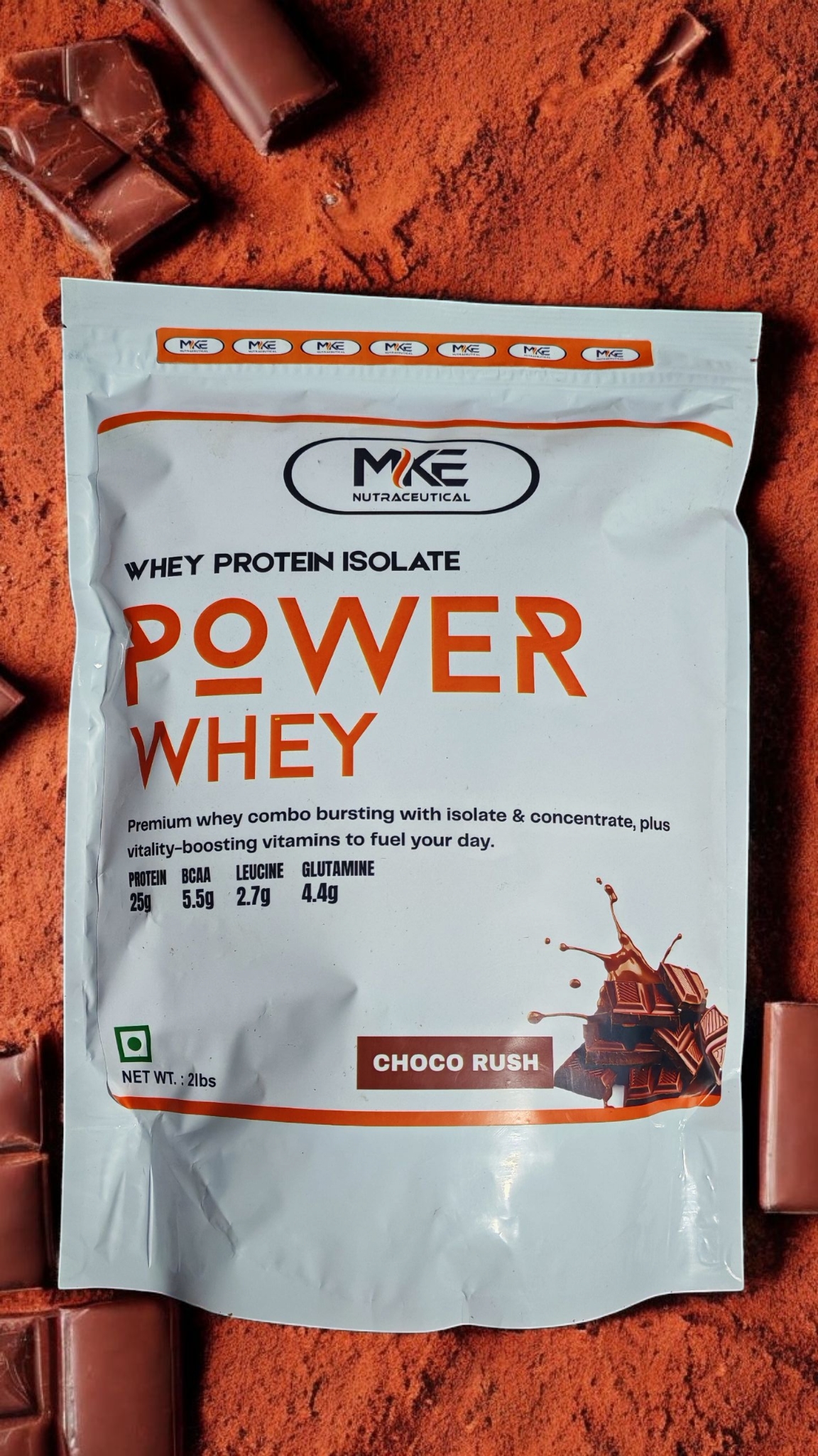 MKE Power Whey – Lean Muscle Fuel with 25g Protein & Zero Added Sugar Choco Rush Flavour